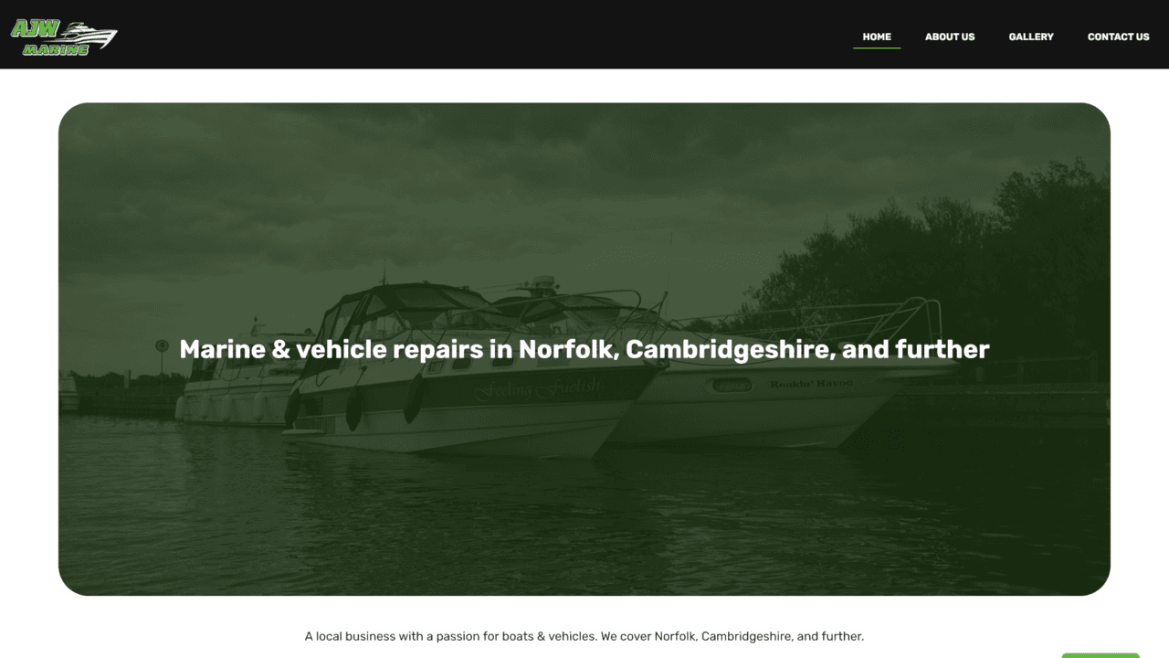 The AJW Marine website