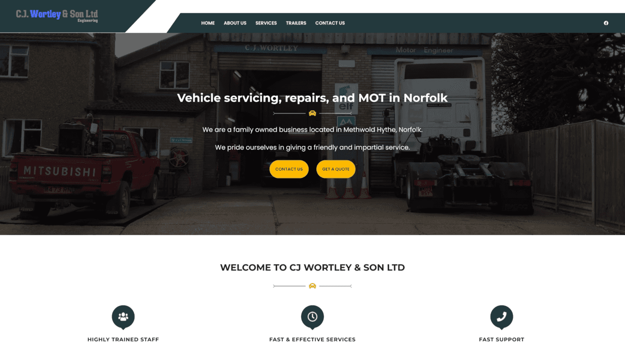 The CJ Wortley & Son website